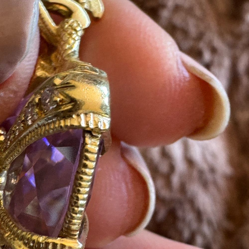 Judith Ripka 18K Yellow Gold Pink Heart Pendant 0.70ct Diamond Large Statement - Picture 9 of 17